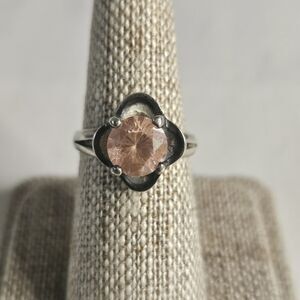 Vintage 925 Silver ring with pink faux stone size 6.25